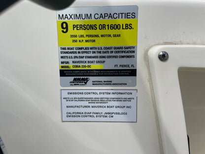 2021 Cobia 220 Dual Console